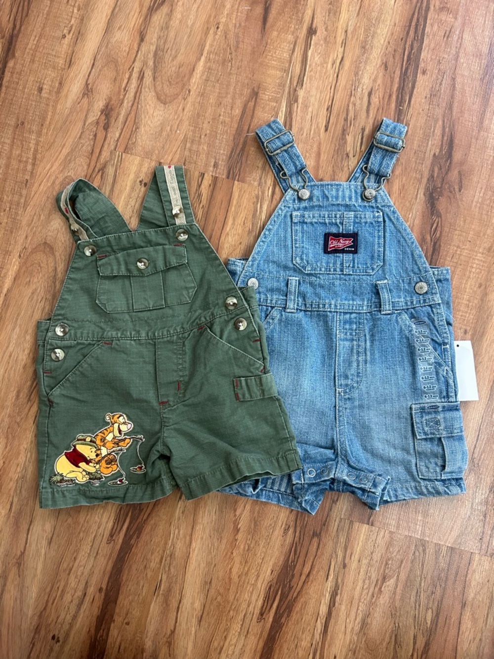Vintage Y2K Disney Fishing Winnie The Pooh and Old Navy Shorts Overalls Baby 6-9